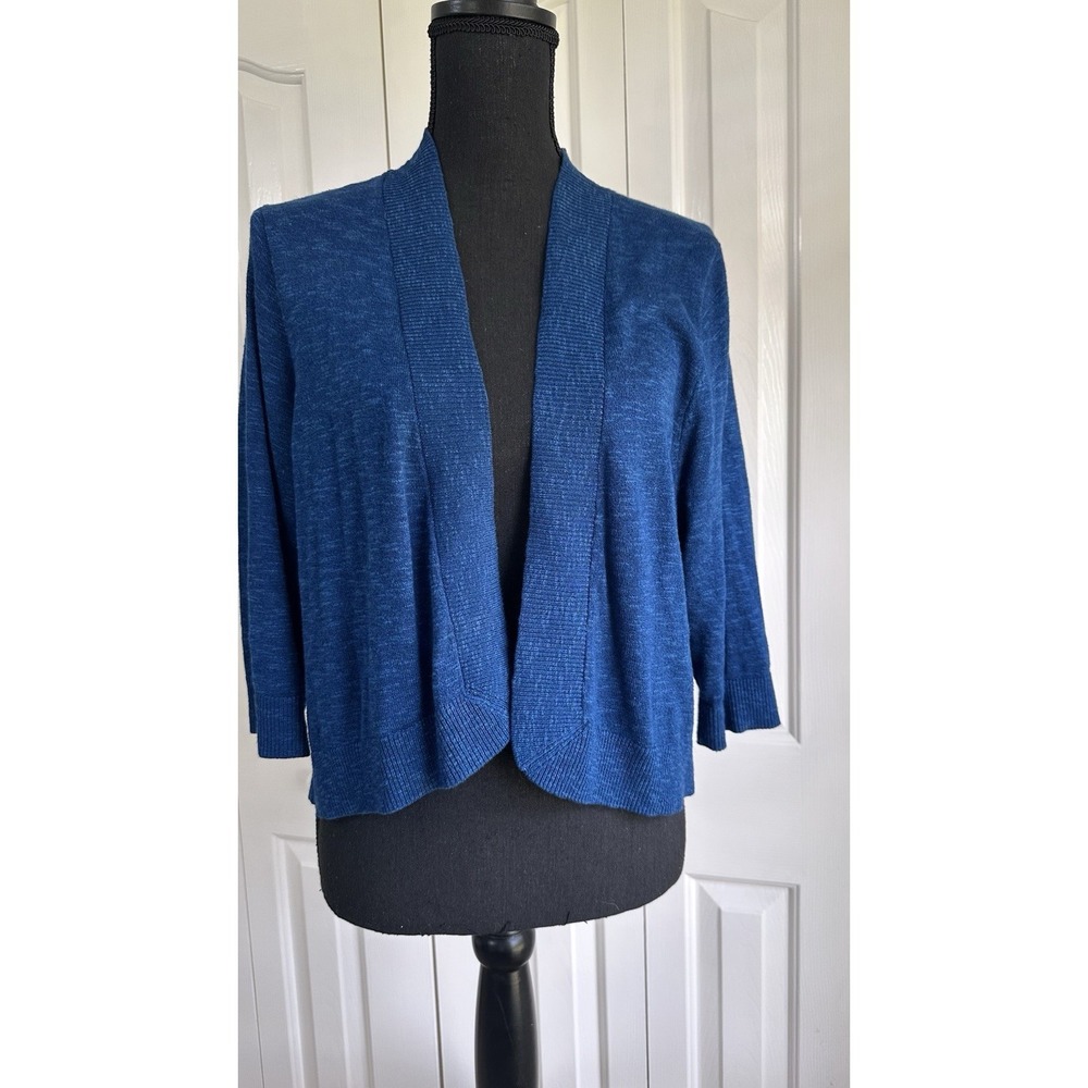 Soft Surroundings Open Front Blue Cropped Flowy Cardigan 1X